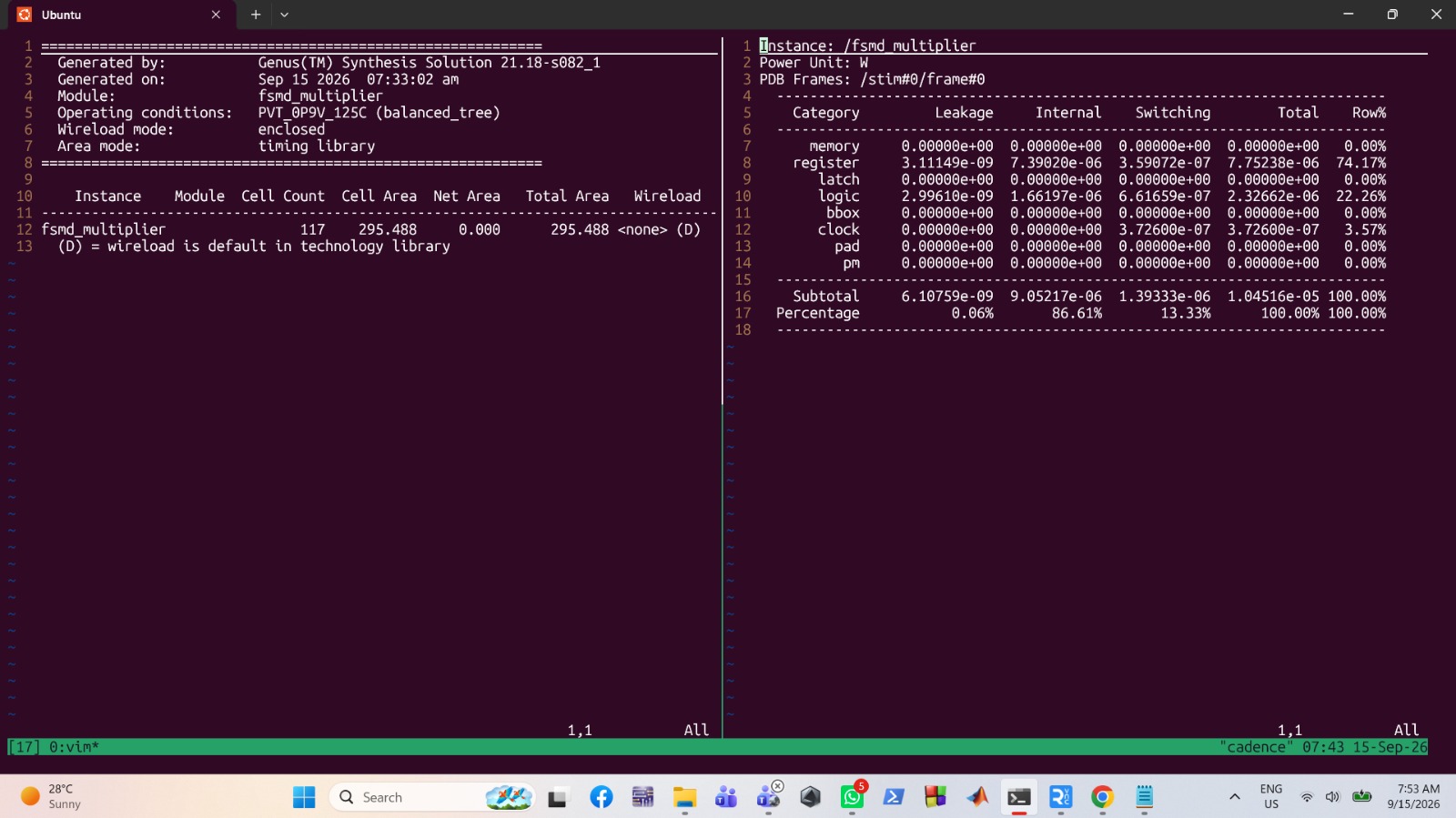 ASIC area and power reports