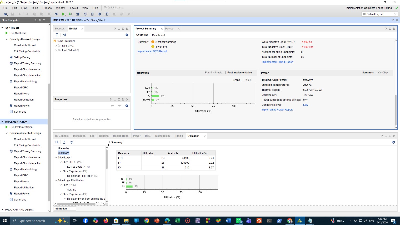 FPGA utilization and power in Vivado