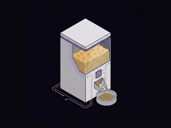 Food-dispenser concept — AI-generated illustration, not a prototype photo.