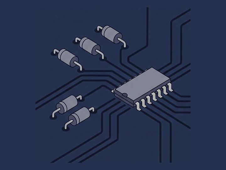 Analog circuit concept, not a wiring schematic — AI-generated illustration, not a prototype photo.