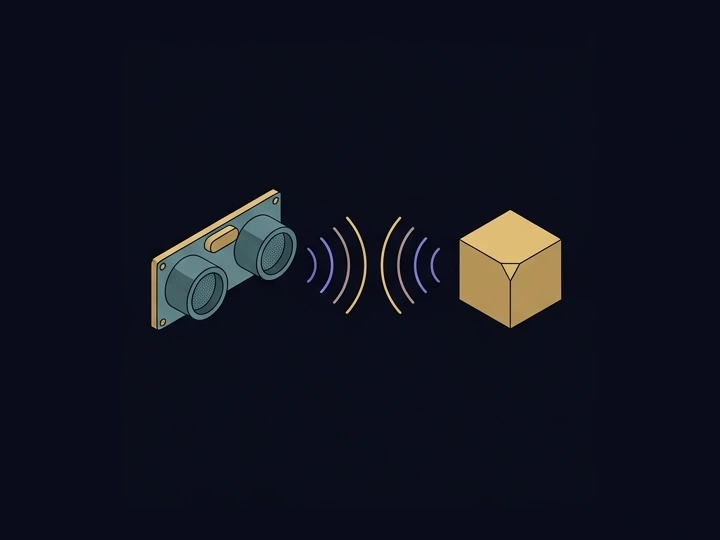 Pulse-and-echo ranging concept — AI-generated illustration, not a prototype photo.